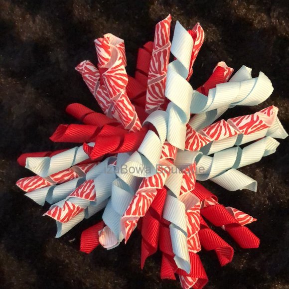 Hand Crafted Other - Red Zebra with Mint  Korker Bow   (2)  4B2774   Handmade NWT Boutique